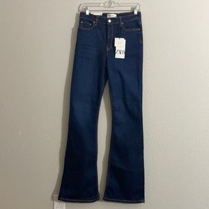 Zara mellow blue skinny flare high raise jeans